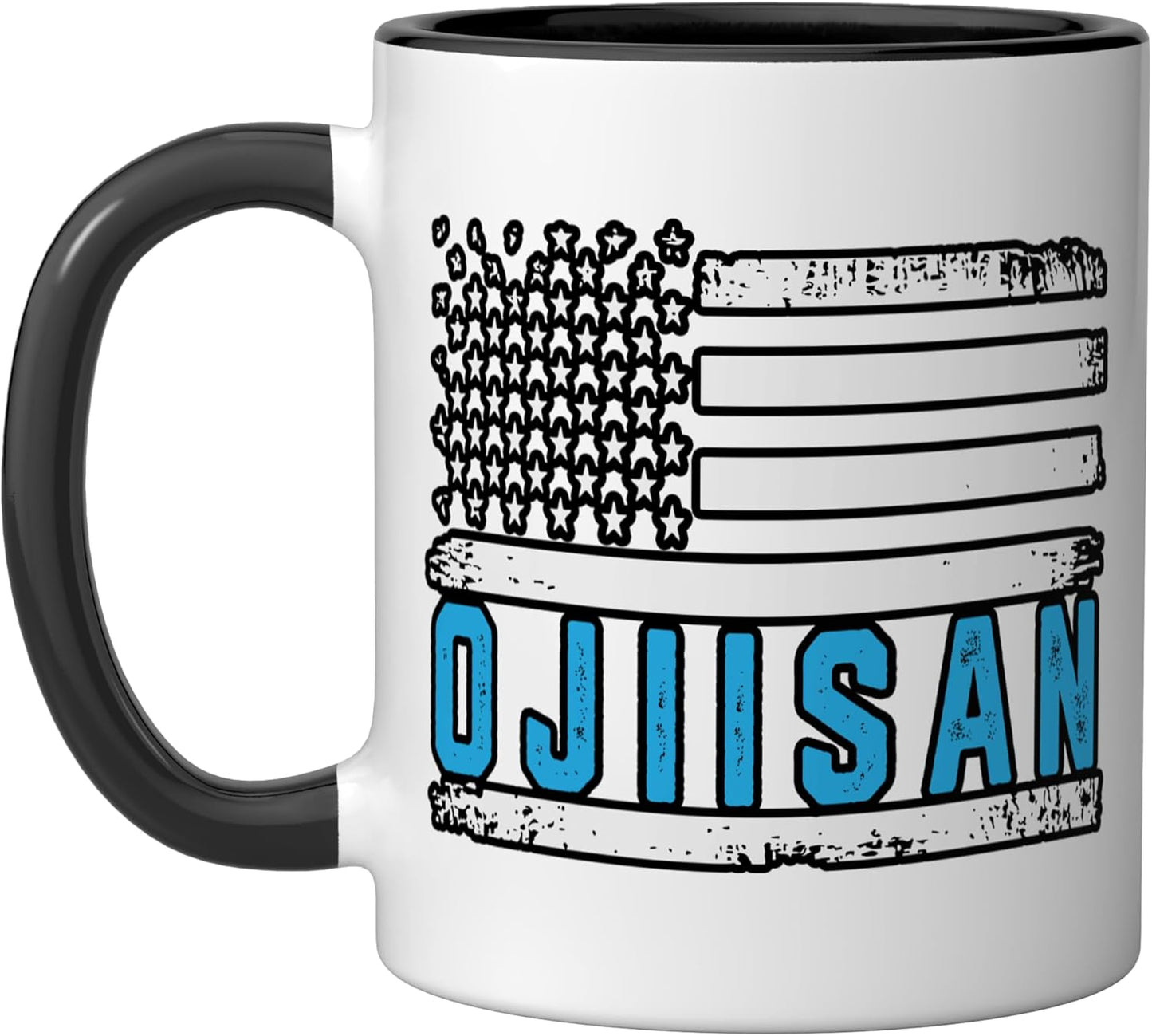 Taza Cerámica Bandera Americana Vintage Negro Blanco