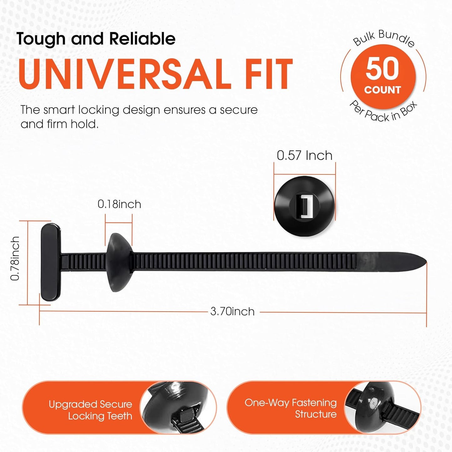 50 Hebillas Universales Nailon para Ataduras Cables Resistentes UV