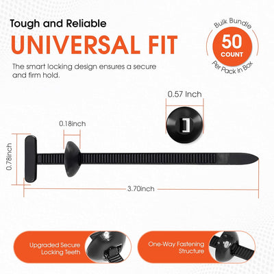 50 Hebillas Universales Nailon para Ataduras Cables Resistentes UV