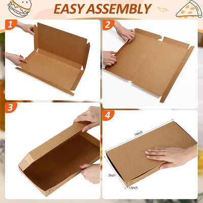 100 Pzas Cajas Pizza 14x7pulg Cartón Rectangular