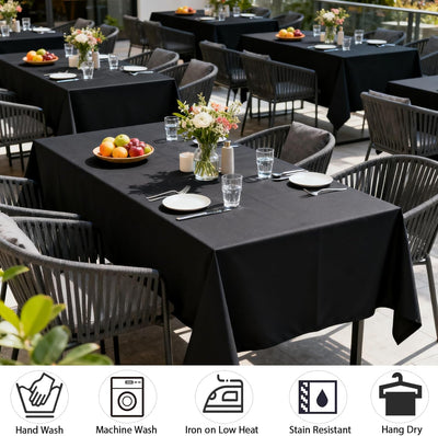 Mantel rectangular negro para mesa de 60 x 102 pulgadas resistente a manchas y arrugas