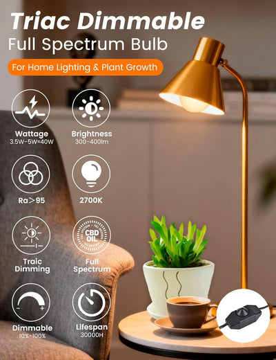 Bombilla LED G45 E26 regulable triac 5W espectro completo