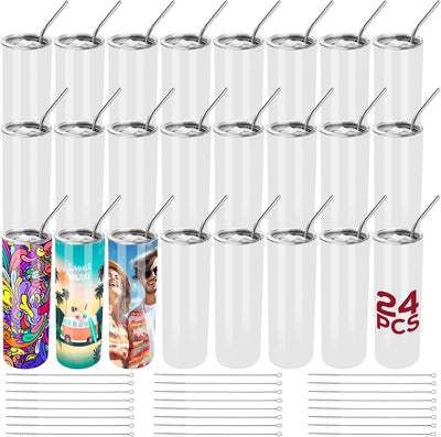 Pack 24 Vasos Metal Blanco 20oz Con Tapas Sublimación