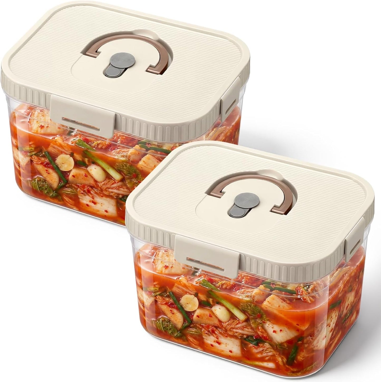 Paquete de 2 recipientes de fermentación Kimchi de 1 galón con tapas herméticas