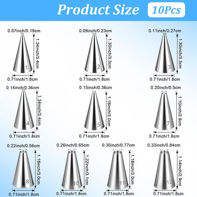 Set 10 puntas tuberías acero inox para glaseado tartas