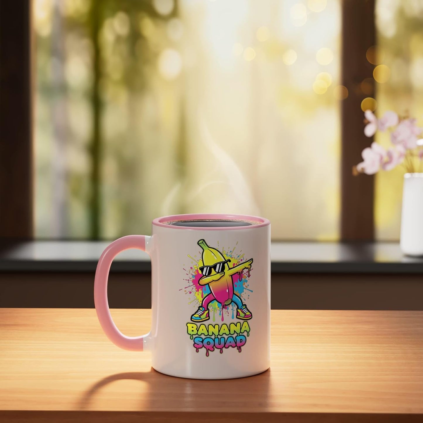 Taza cerámica Banana Squad Dabbing Fruta Fiesta Rosa/Blanco
