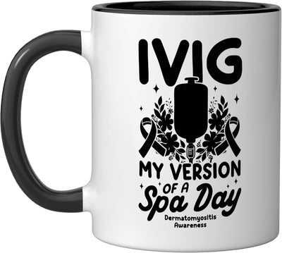 Taza cerámica para dermatomyositis warrior negra/blanca