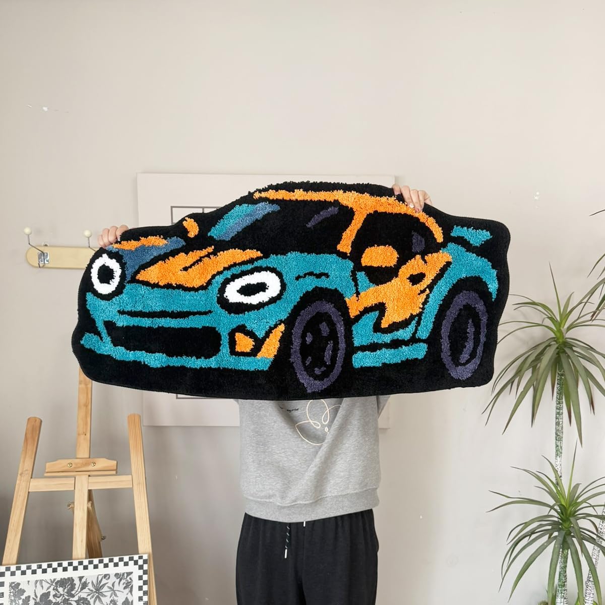 Alfombra decorativa antideslizante diseño coche deportivo animado