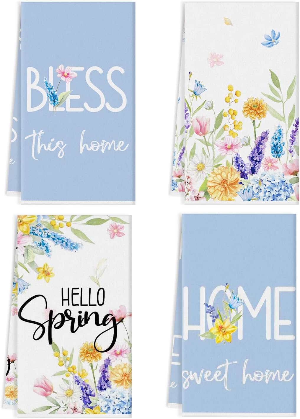 Set 4 Paños Florales Verano Decoración Pascua Baño 15.75x23.23pulg