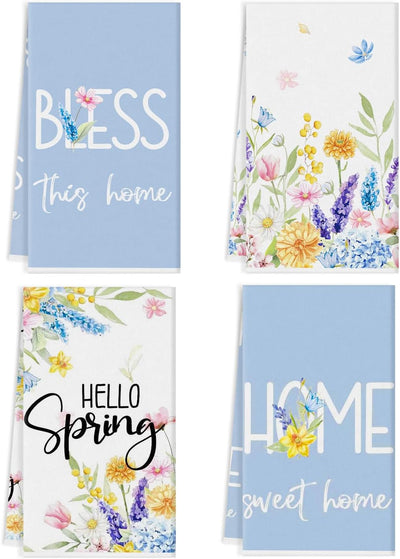 Set 4 Paños Florales Verano Decoración Pascua Baño 15.75x23.23pulg
