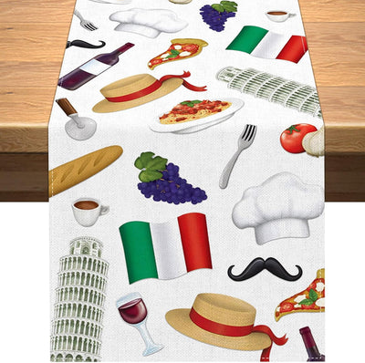 Camino mesa italiano rojo blanco verde comedor hogar 13x90pulg
