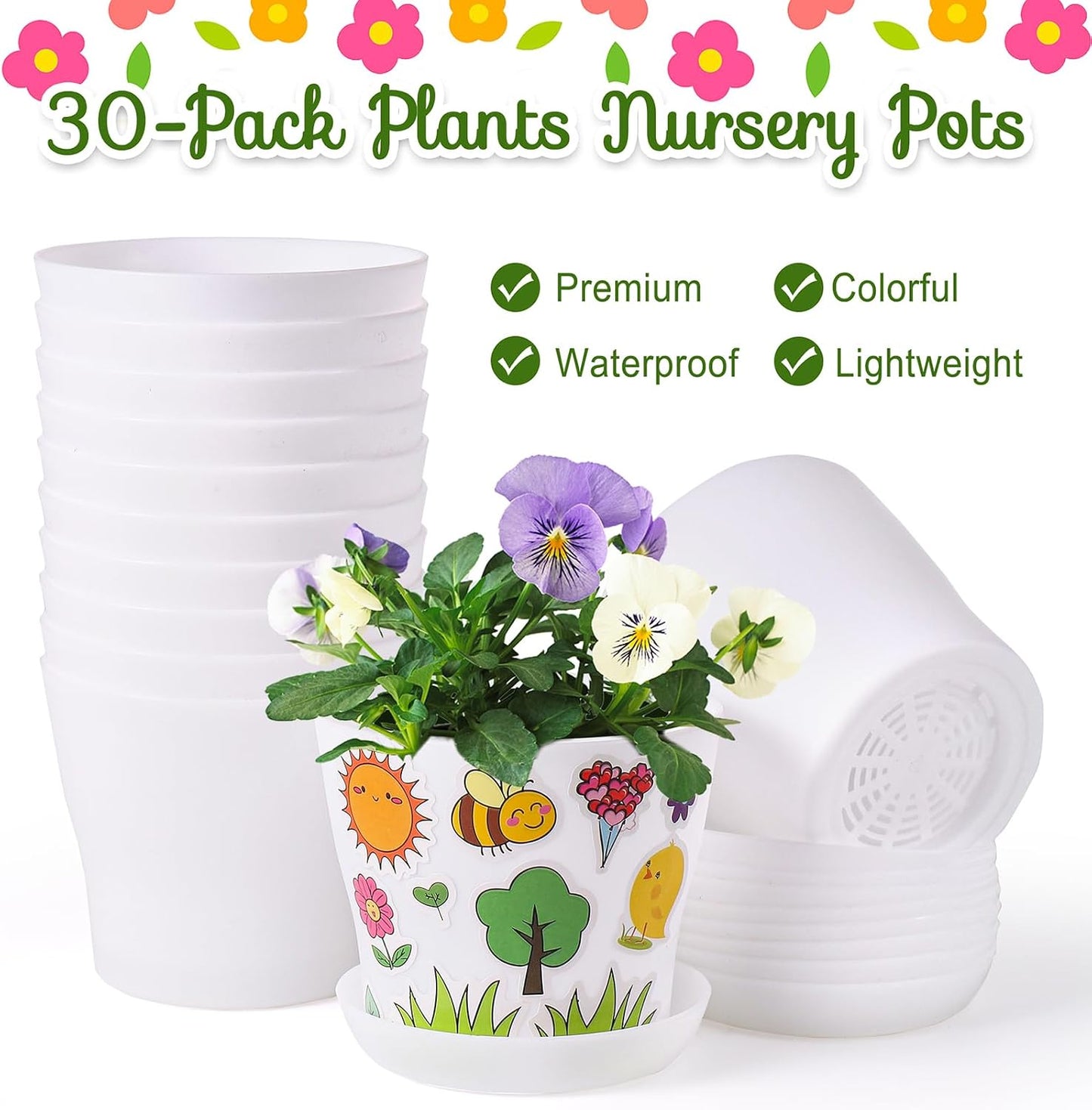 30 Macetas Plástico Jardín Kit Cultivo Hogar Aula
