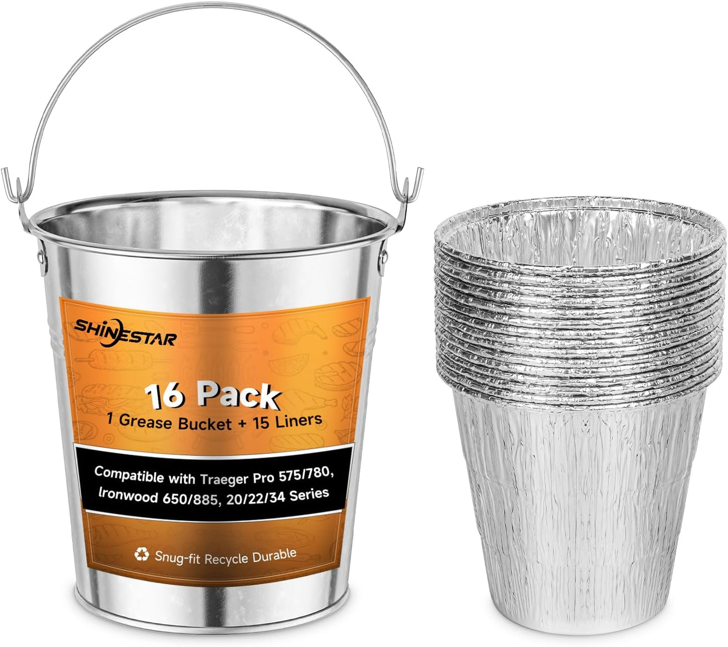 Paquete 16 cubos grasa forro aluminio Traeger Pro 575/780