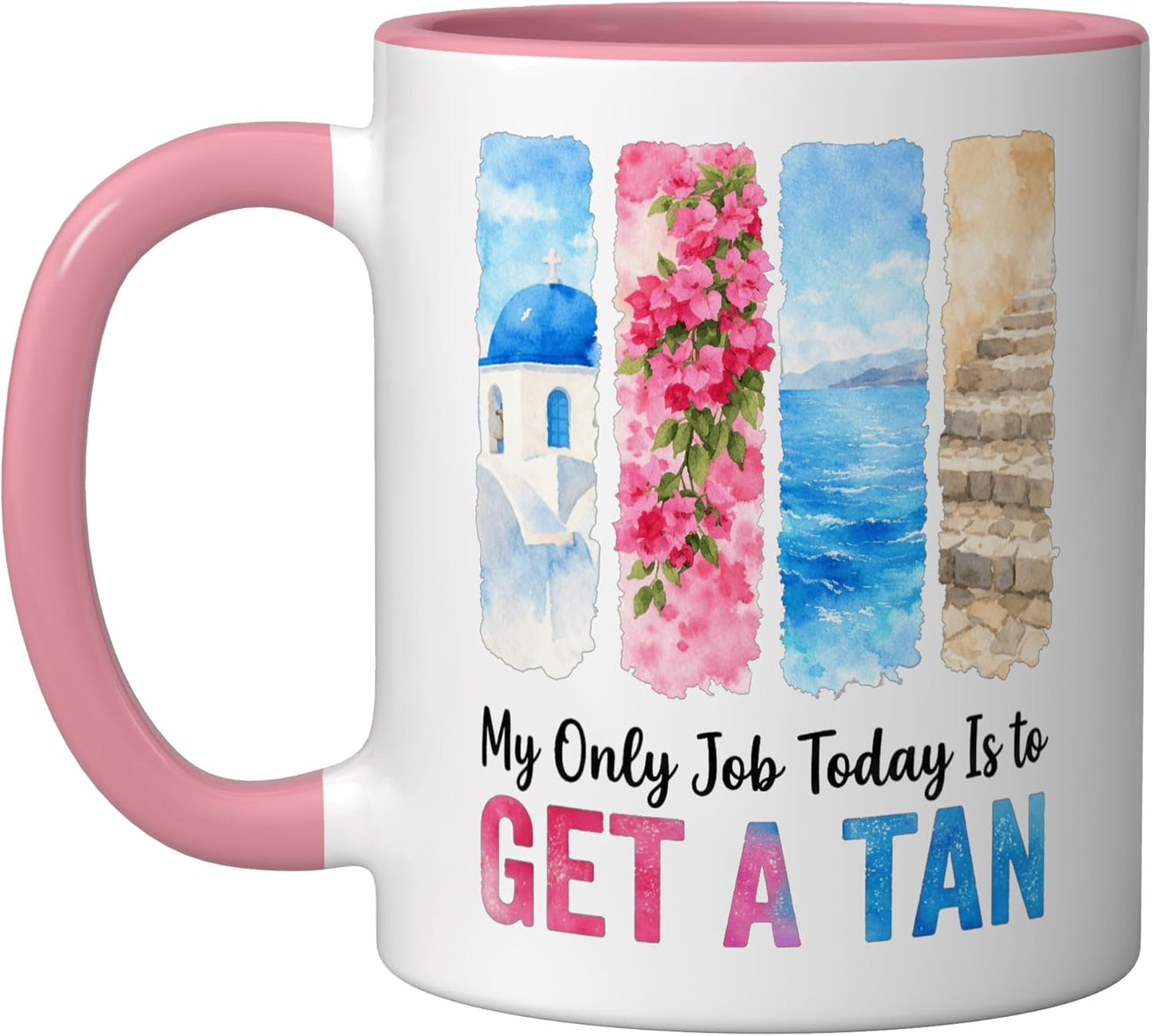 Taza Cerámica Verano Rosa/Blanco