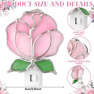 2 Pzas Luz Nocturna Rosa Flores Primavera Hogar