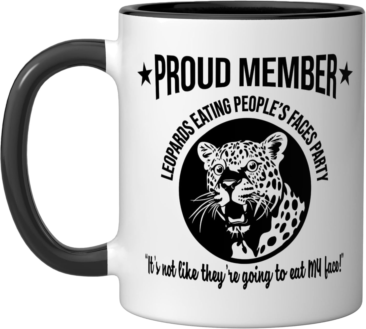 Taza Cerámica Cara de León para Fiesta Negro/Blanco