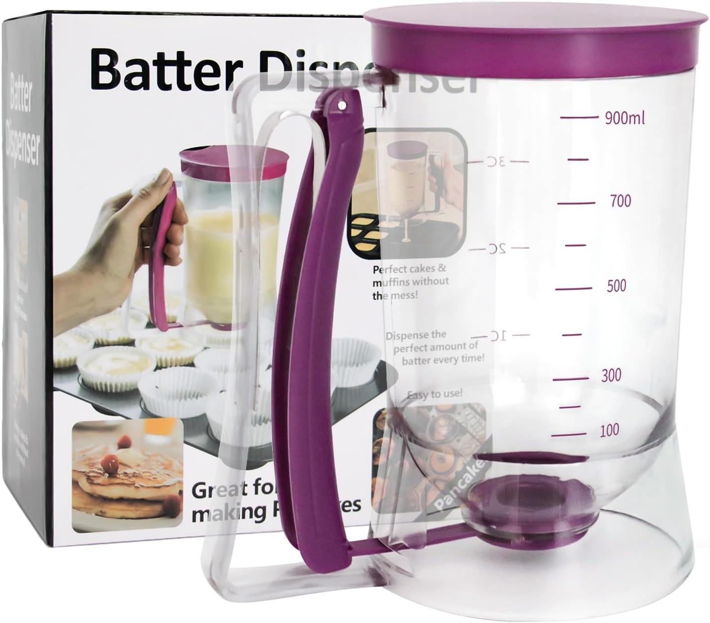 Dispensador de masa para panqueques y magdalenas de 4 tazas con mango