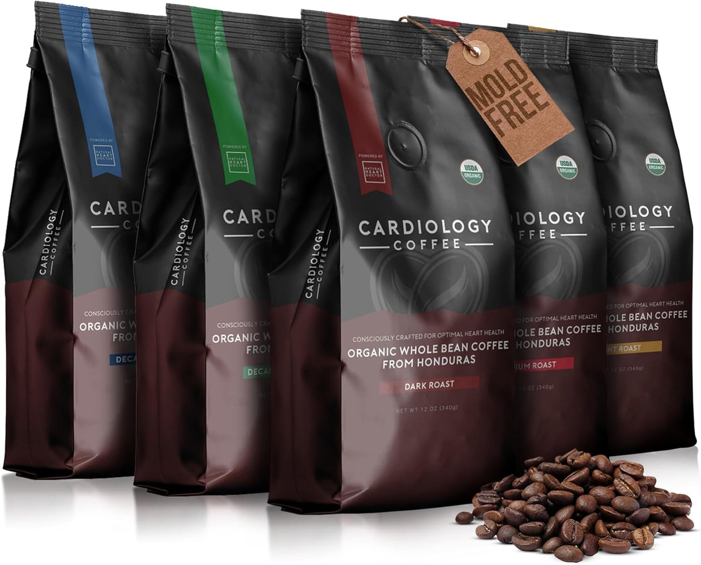 Paquete café orgánico grano entero suave sabor