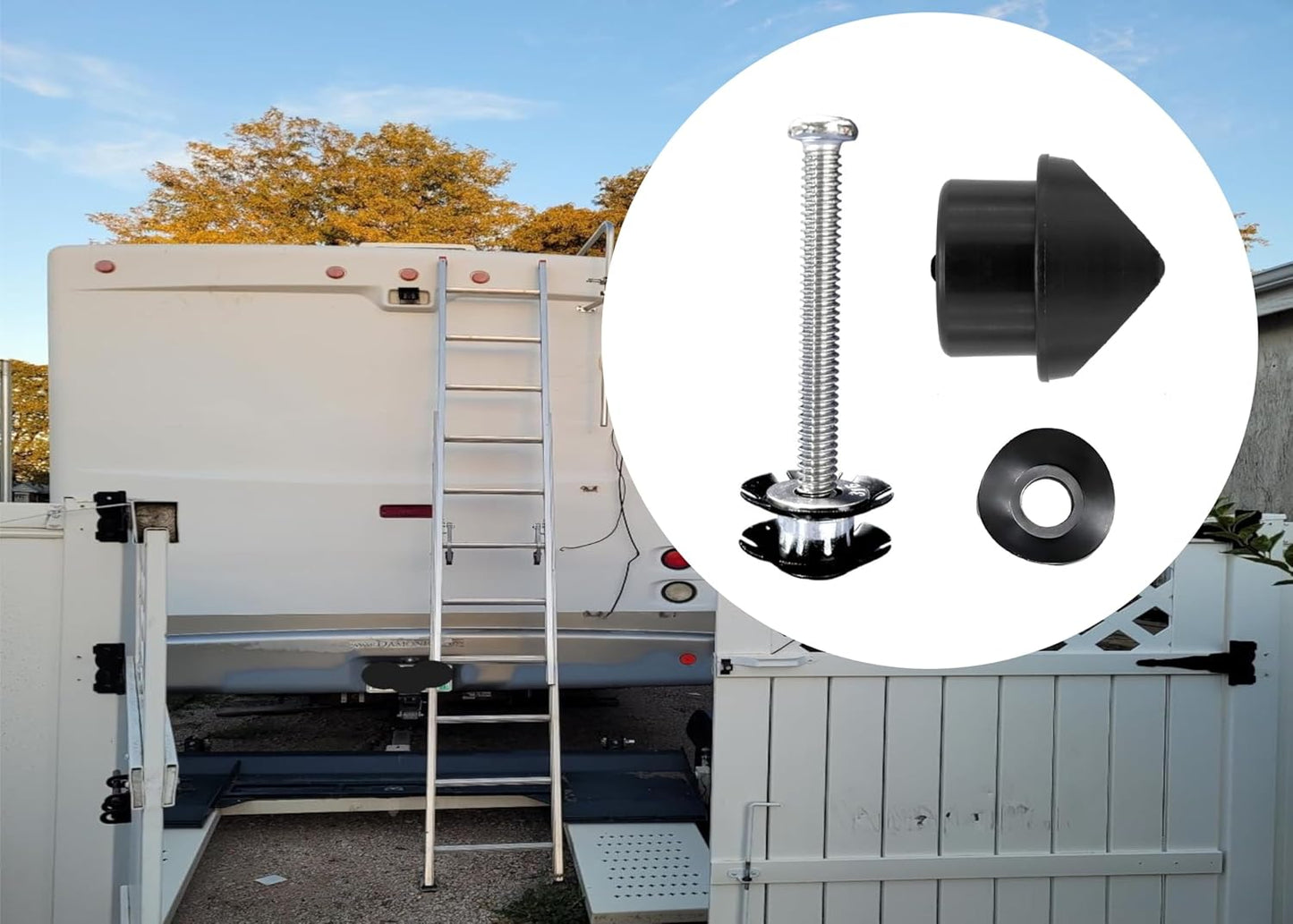 Cuna plástico U para escalera RV con cuña hierro arco ajuste 1pulg