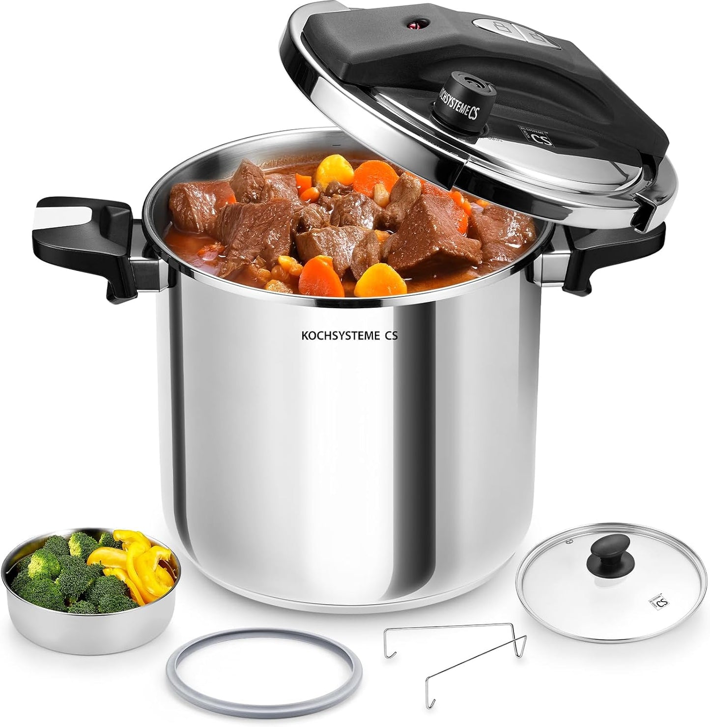 Olla a presion acero inox 8.5qt bloqueo una mano