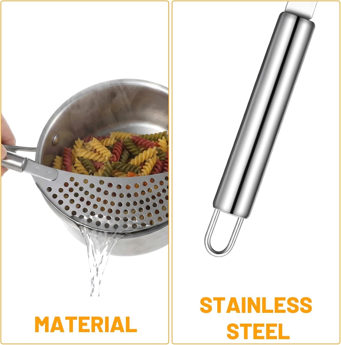 2 Coladores Olla con Mango Acero Inox Universal
