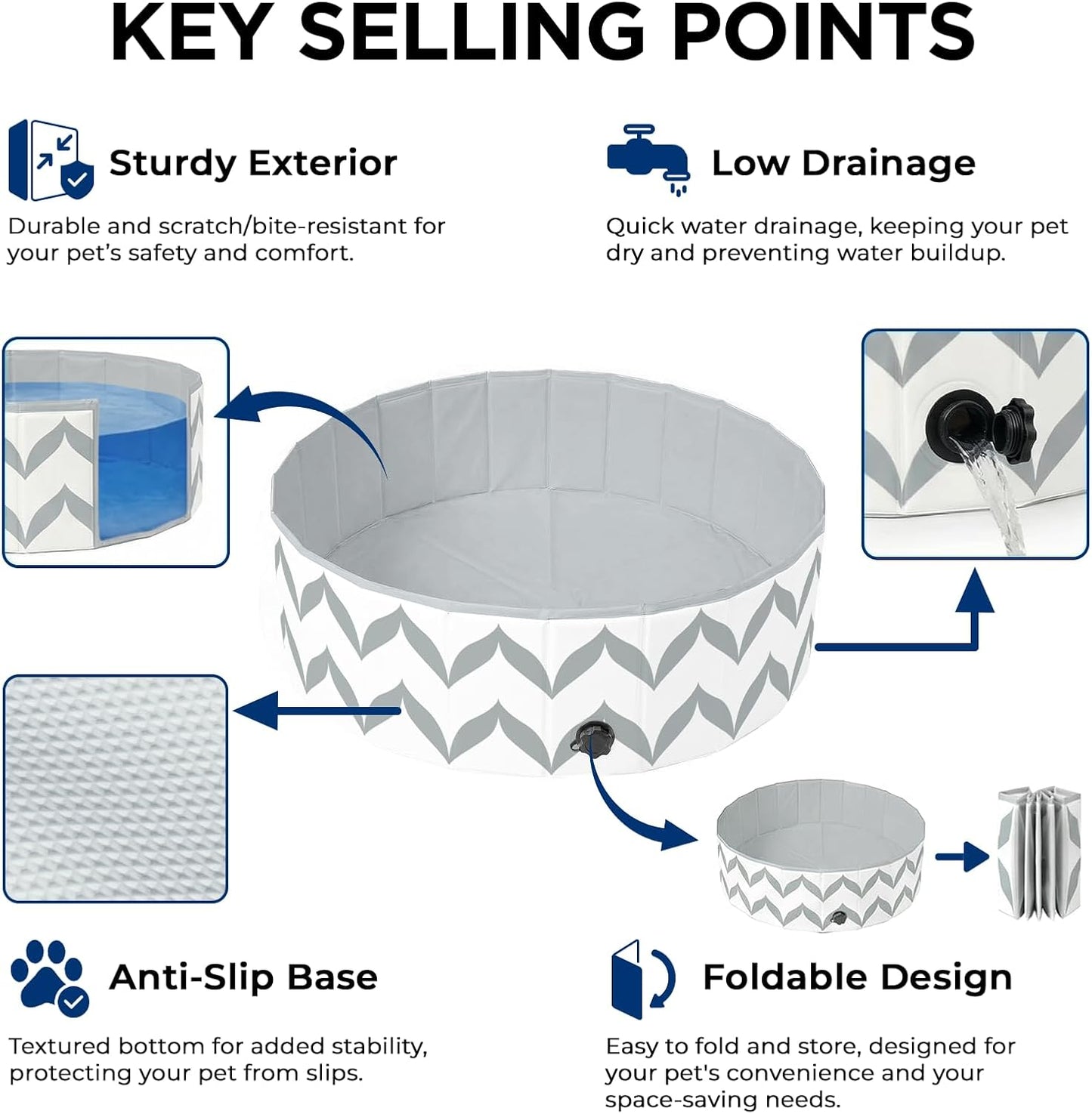 Piscina plegable para perros grandes PVC resistente antideslizante