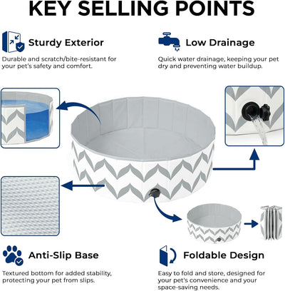 Piscina plegable para perros grandes PVC resistente antideslizante