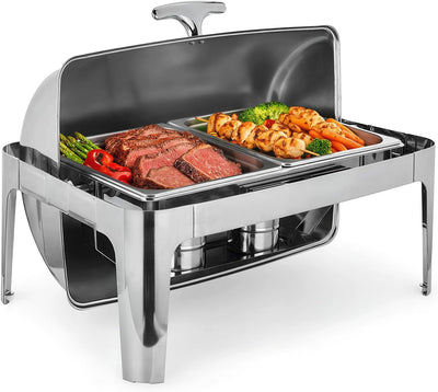 Set Chafer Acero Inox 8qt Tapas Abatibles para Eventos