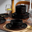 Set 18 Pzas Platos Cerámica Base Terracota Negro Mate