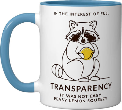 Taza de cerámica minimalista con raccoon azul/blanco