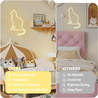 Letrero neón gato LED para pared USB regalo fiestas
