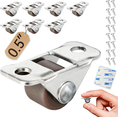 Mini ruedas goma para cajones fijos 0.5pulg set 8
