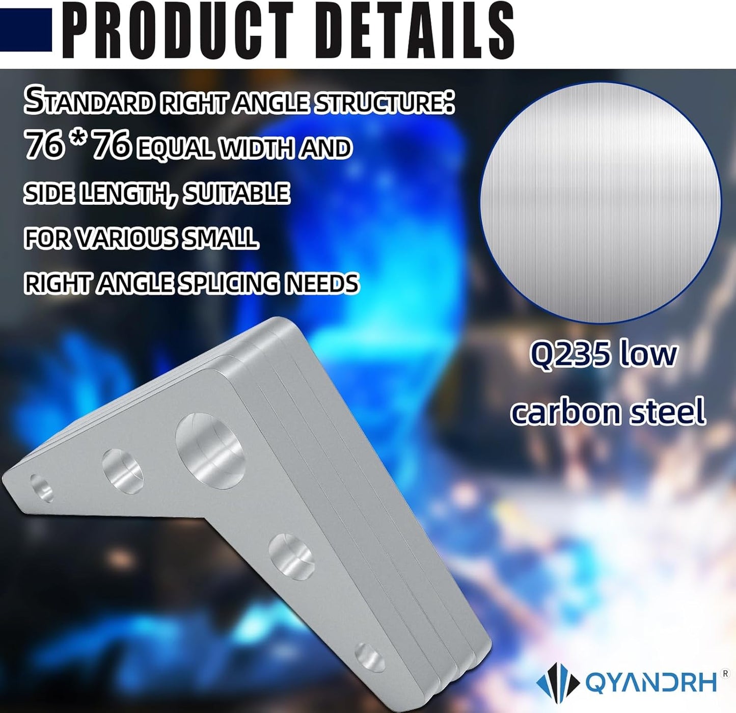 Pack 4 placas acero soldado 3x3pulg soporte triangular galvanizado