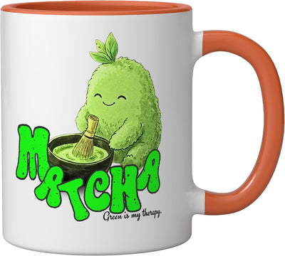 Taza Cerámica Matcha Kawaii Japonés Café Naranja/Blanco
