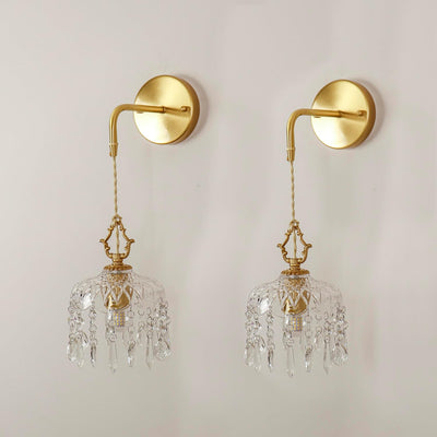 Aplique pared cristal vintage pantalla latón colgantes