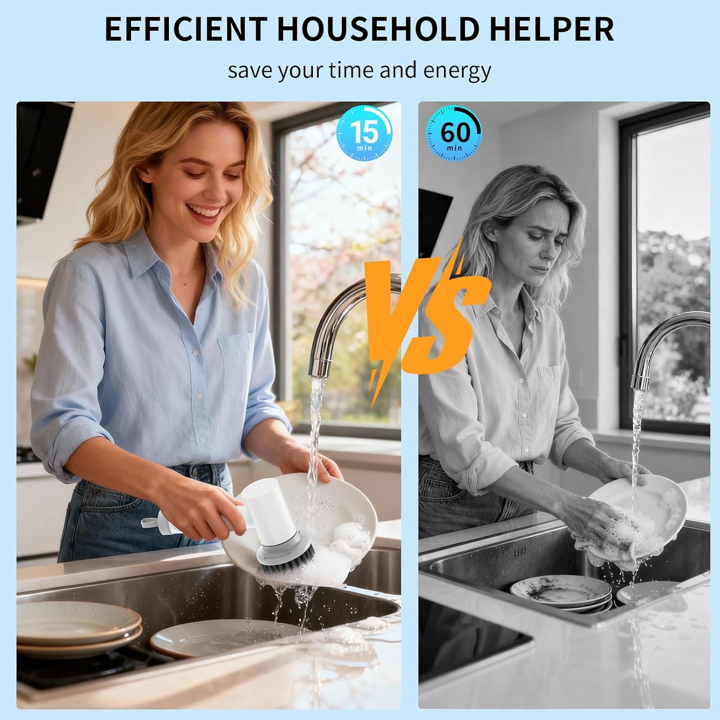 Cepillo eléctrico inalámbrico 3 cabezales baño cocina hogar