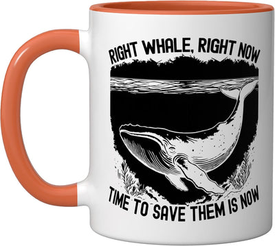 Taza Cerámica Derecho Ballena Atlántico Naranja/Blanco