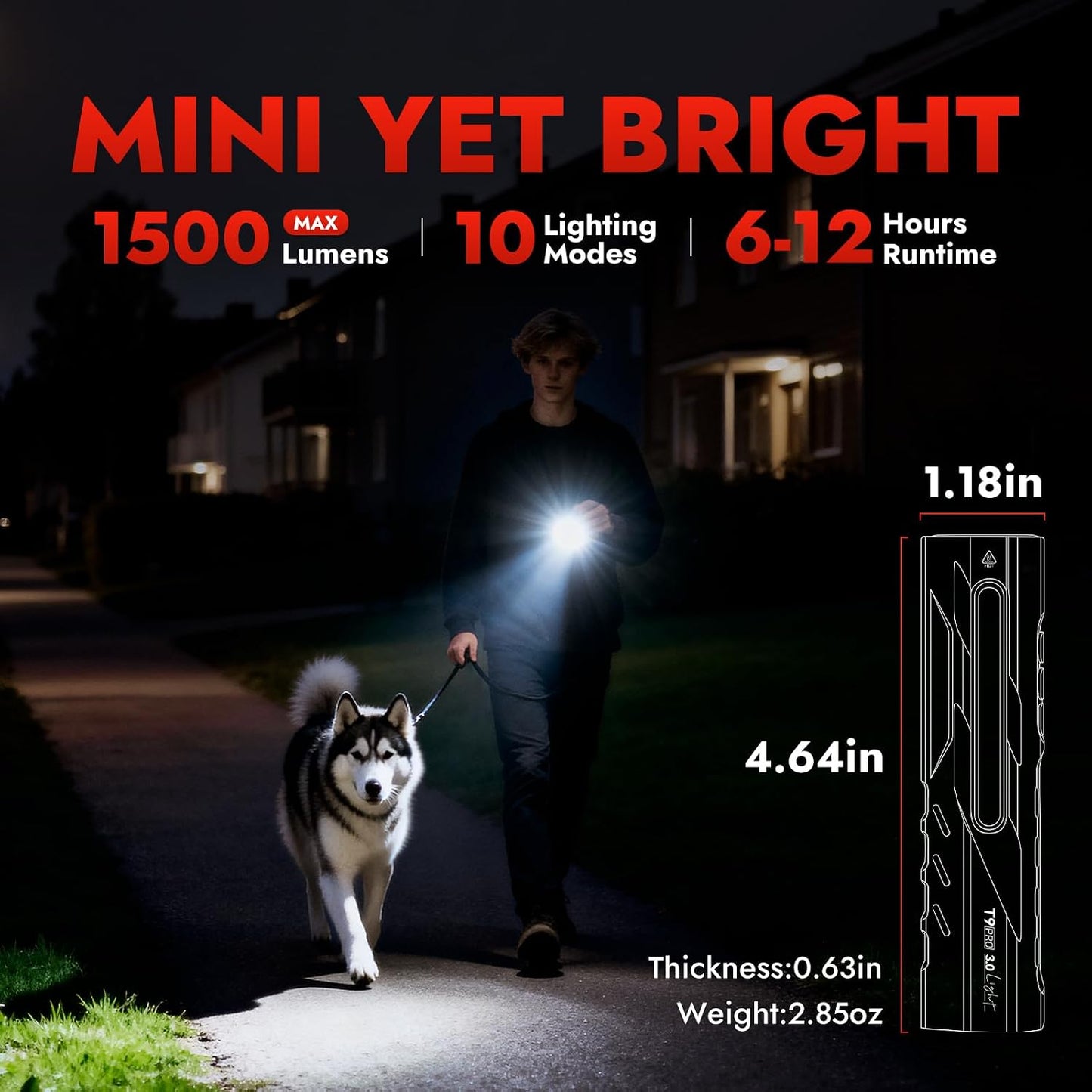 Linterna EDC recargable LED 1500 lm con base magnética
