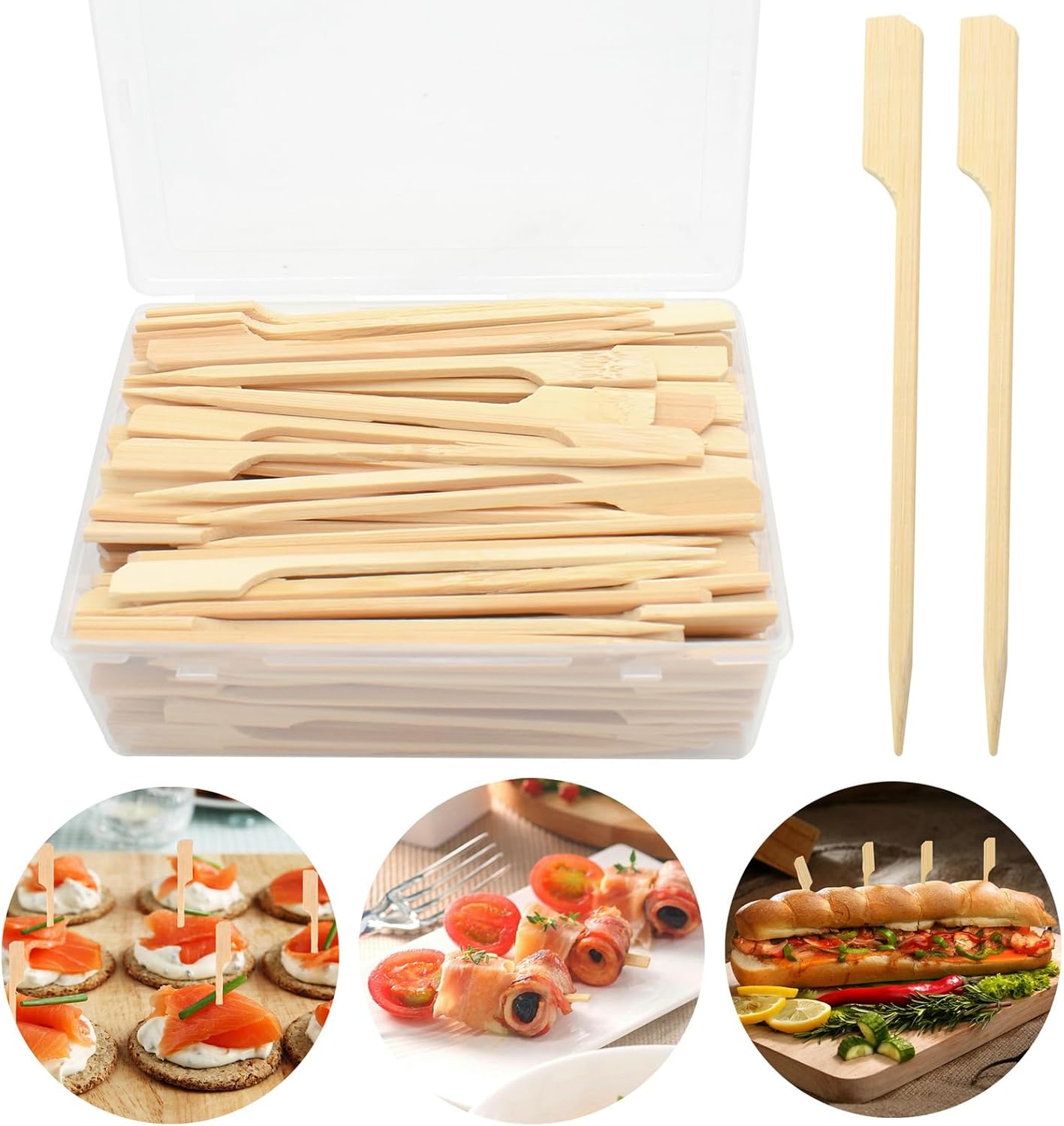200 Pinchos Bambú 4.7pulg Caja Brochetas Frutas Salchichas