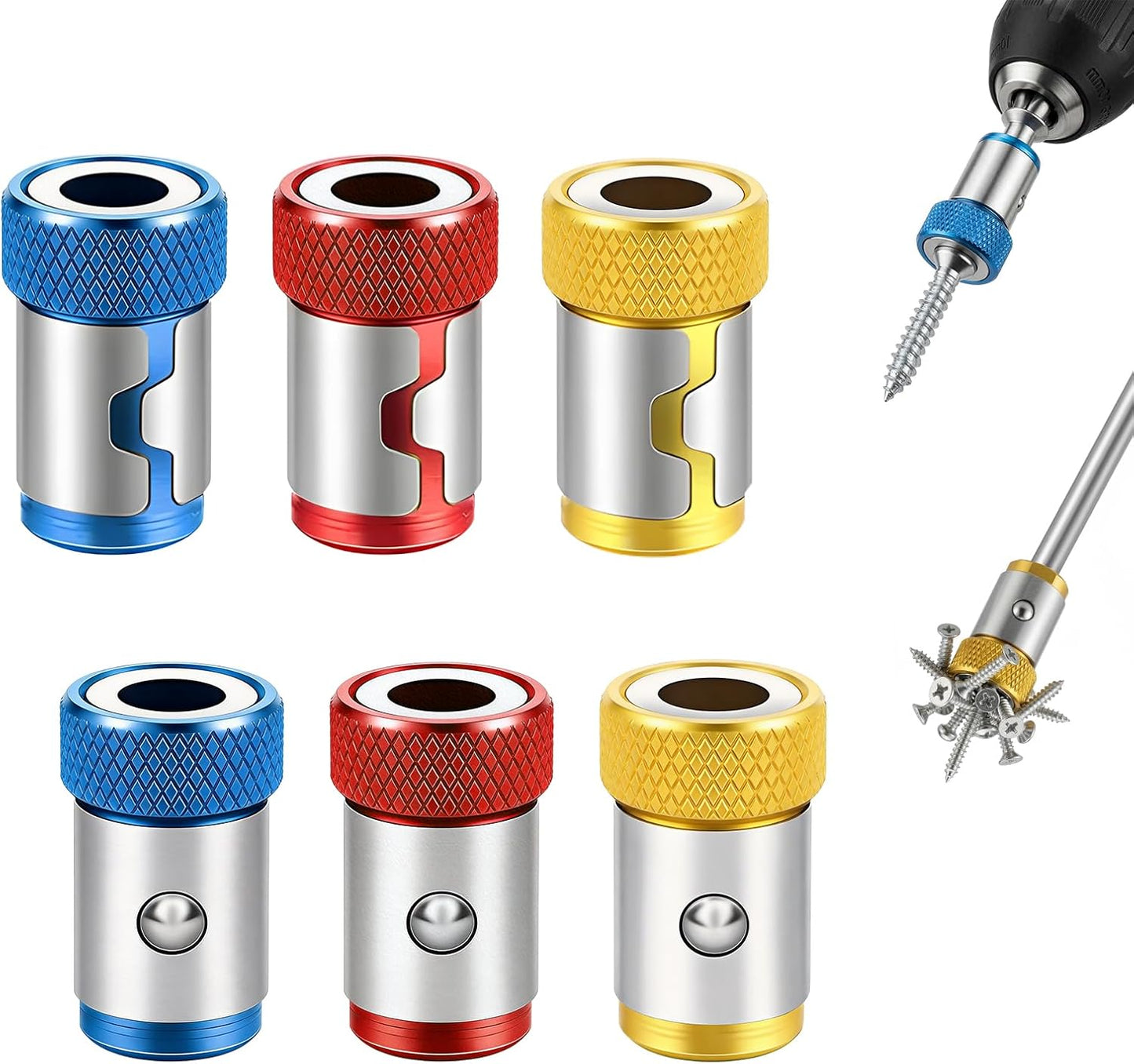 6 Anillos Magnéticos Destornillador Universal 1/4 Pulg