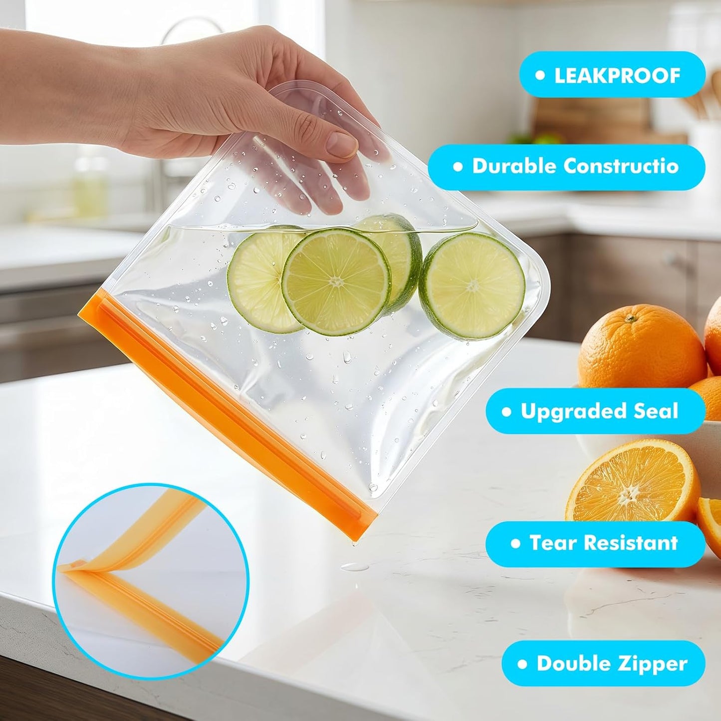 Paquete de 10 bolsas reutilizables para congelador sin BPA
