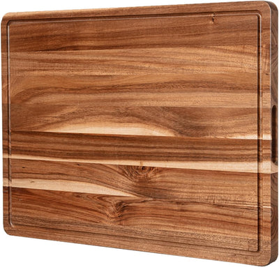 Tabla de cortar de acacia 24 x 18 pulgadas cocina con bandeja servir queso charcutería XXL