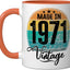 Taza Cerámica Cumpleaños Año 1971 Naranja/Blanco