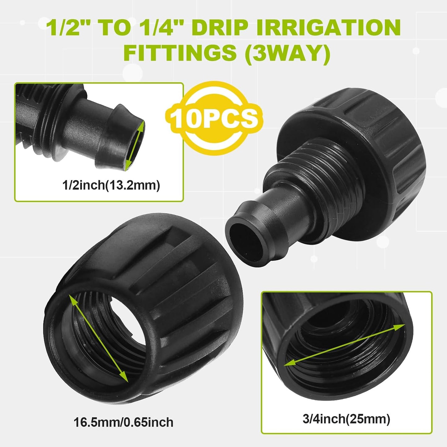 8 Adaptadores grifo riego 1/2 pulg 3/4 a 1/2
