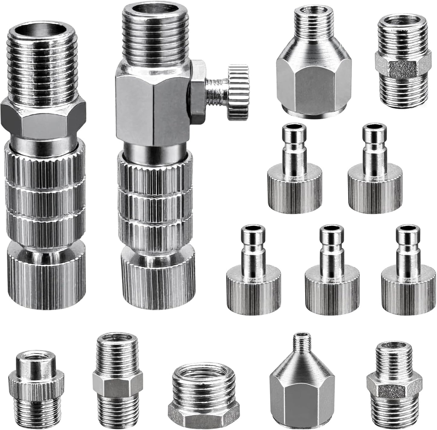 Set 14 Adaptadores Aerógrafo 1/8-1/4pulg Conectores Hembra Macho