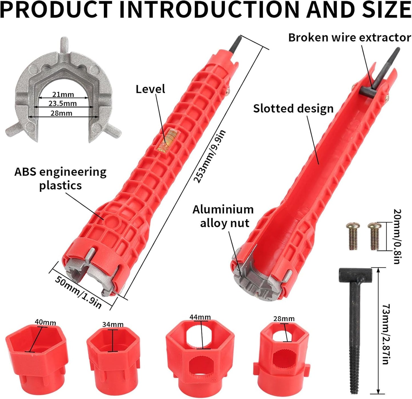 Llave fontanería 14en1 agarre antiderrap