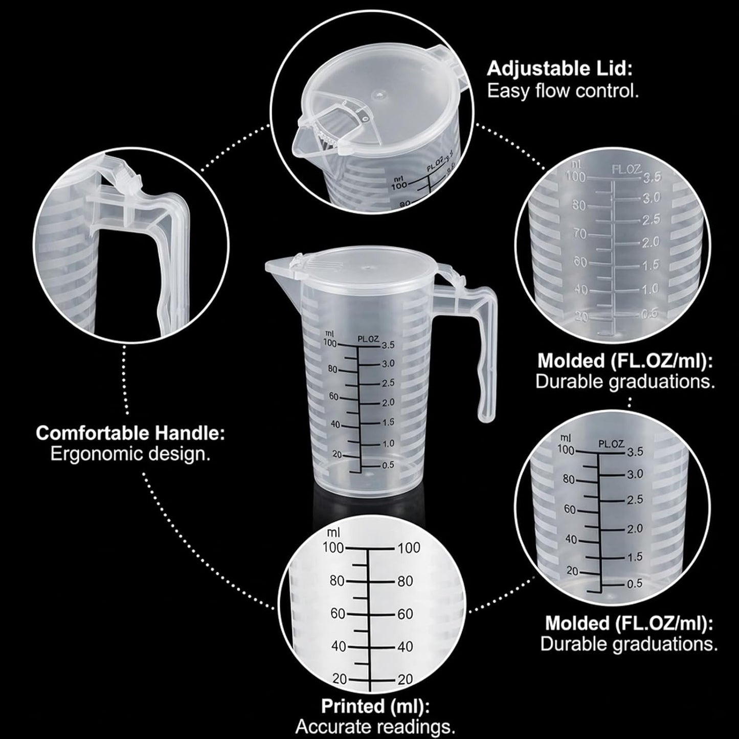 Vaso medidor plástico 3.4oz con tapa set 2