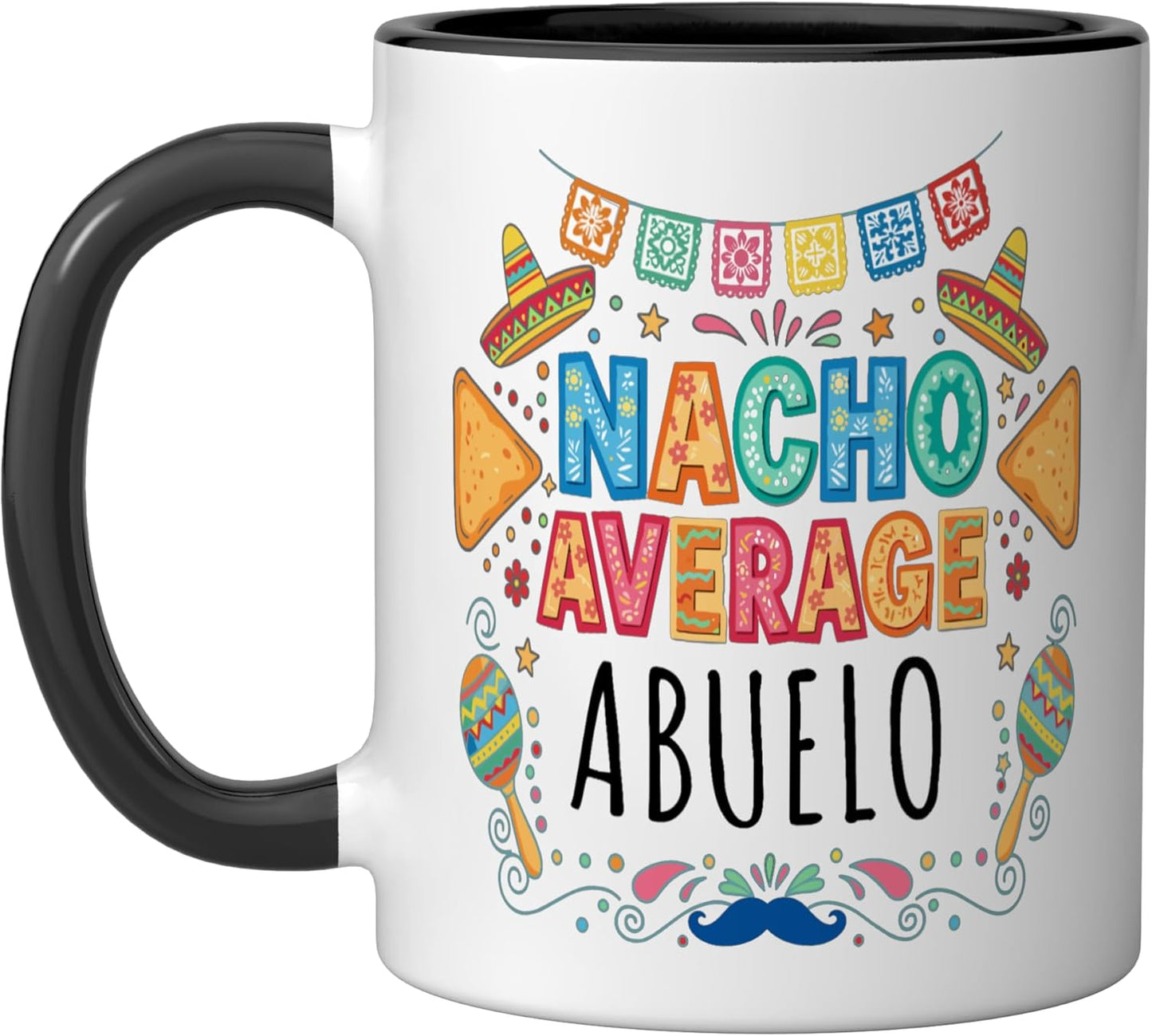 Taza cerámica para fiesta abuelo Nacho Average negro/blanco