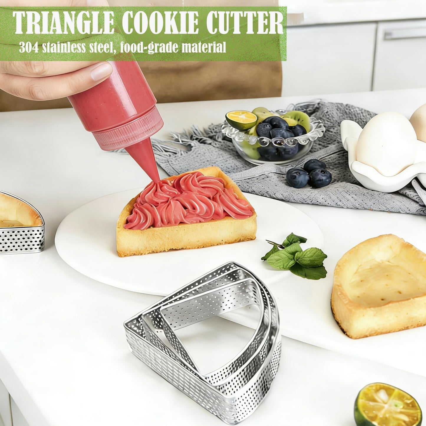 Juego cortador de galletas triangular de acero inoxidable 2.7-3.5 pulgadas
