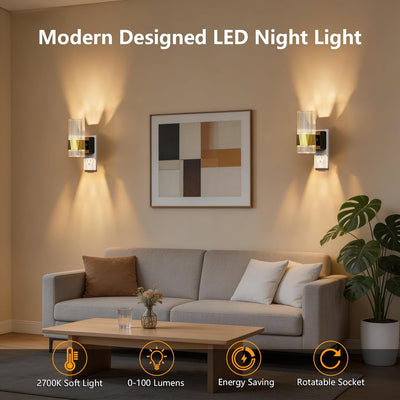 Luz nocturna LED giratoria con sensor 2700K enchufe dormitorio